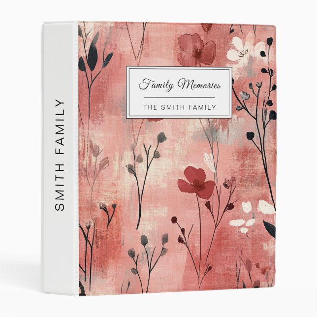 Rustic Blush Floral Linen Pattern (9) Mini Binder (Front/Spine)