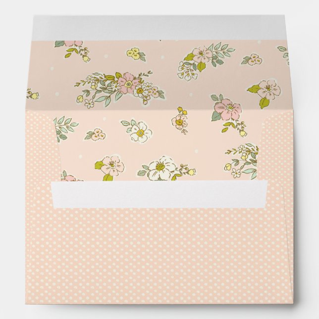 Rustic Blush Floral Script Wedding Envelope (Back (Bottom))