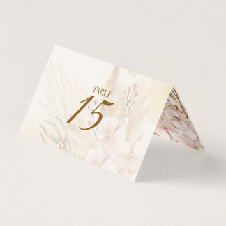 Rustic Blush & Gold Floral Boho Table Card