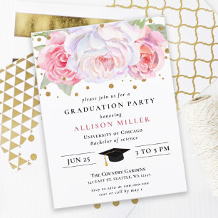 Rustic Blush Gold Floral Botanical Graduation Post Postcard