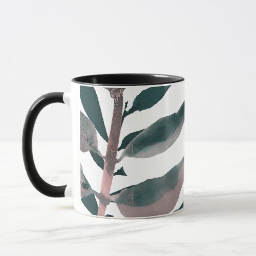 Rustic Blush Greenery Botanical Leaves Watercolor Mug