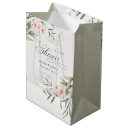 Rustic Blush Greenery Floral Bunch Baby Shower Medium Gift Bag