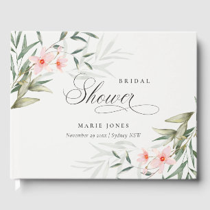 Rustic Blush Greenery Floral Bunch Bridal Shower Guest Book