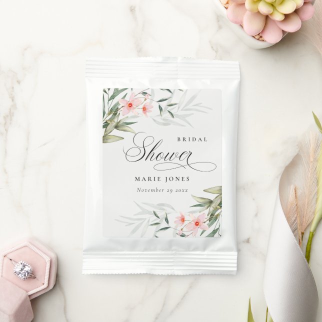 Rustic Blush Greenery Floral Bunch Bridal Shower Margarita Drink Mix (Wedding)