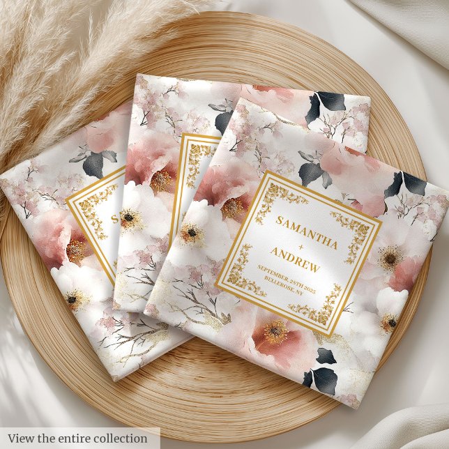 Rustic Blush Ivory Gold Wedding Cloth Napkins (Rustic Blush Ivory Gold Wedding Cloth Napkins

)