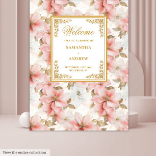Rustic blush ivory watercolor wedding backdrop