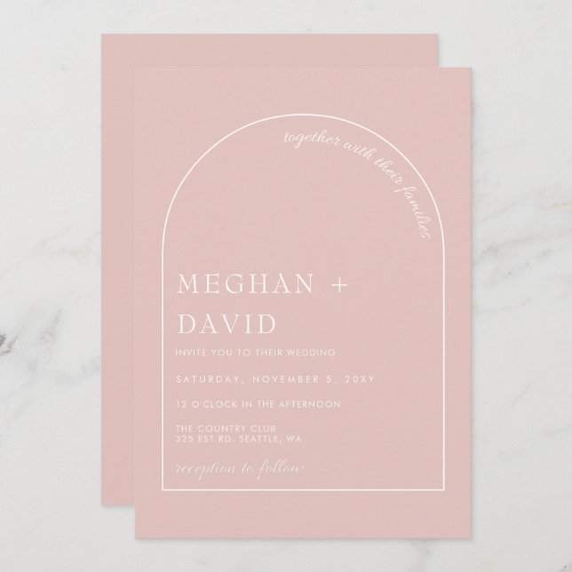Rustic Blush Modern Arch Wedding  Invitation (Front/Back)