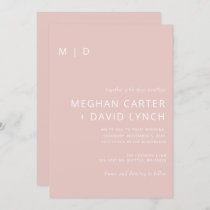 Rustic Blush Modern Monogram Wedding Invitation