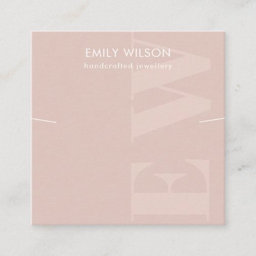 Rustic Blush Monogram Necklace Band Template Square Business Card