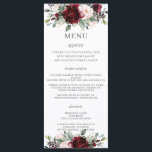 Rustic Blush Pink Burgundy Floral Wedding Menu<br><div class="desc">Designed to co-ordinate with our Rustic Blush wedding collection, this elegant wedding menu features a beautiful watercolor burgundy, blush pink peonies, roses stocks and greenery arrangement. Personalize it with your wedding details easily and quickly, simply press the customise it button to further re-arrange and format the style and placement of...</div>