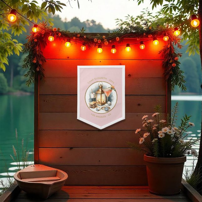 Rustic Blush Pink Camp Bride Bachelorette Party Pennant (Rustic Blush Pink Camp Bride Bachelorette Party Pennant)