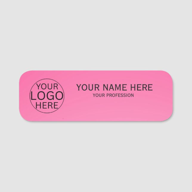 Rustic Blush Pink Custom Logo Employee  Name Tag (Front)