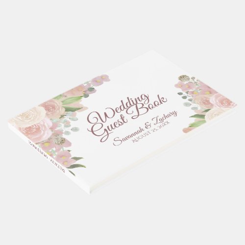 Rustic Blush Pink Elegant Floral Boho Chic Wedding Guest Book