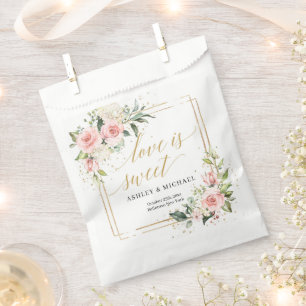 Rustic blush pink eucalyptus gold frame Bridal Favor Bag