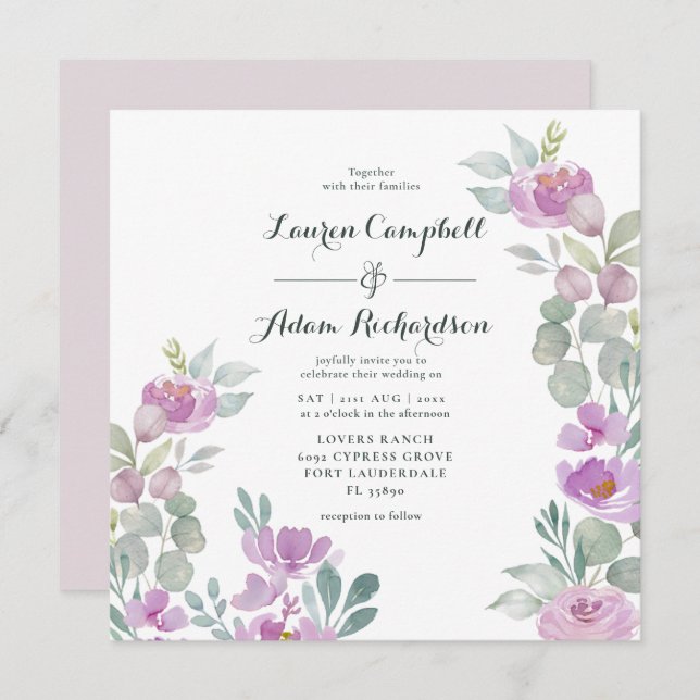 Rustic Blush Pink Eucalyptus Greenery Wedding Invi (Front/Back)