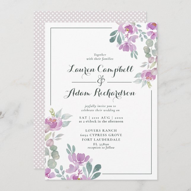 Rustic Blush Pink Eucalyptus Greenery Wedding Invi Invitation (Front/Back)