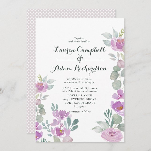 Rustic Blush Pink Eucalyptus Greenery Wedding Invitation (Front/Back)