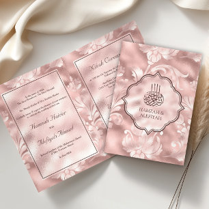 Rustic Blush Pink Filigree Floral Muslim Wedding Invitation