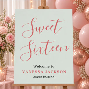 Rustic blush pink floral rose gold sweet sixteen foam board