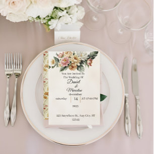 Rustic Blush Pink Floral Rose Gold Sweet Sixteen Invitation