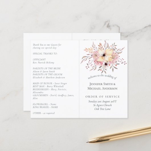 Rustic Blush Pink Floral Sage Wedding (Front/Back In Situ)