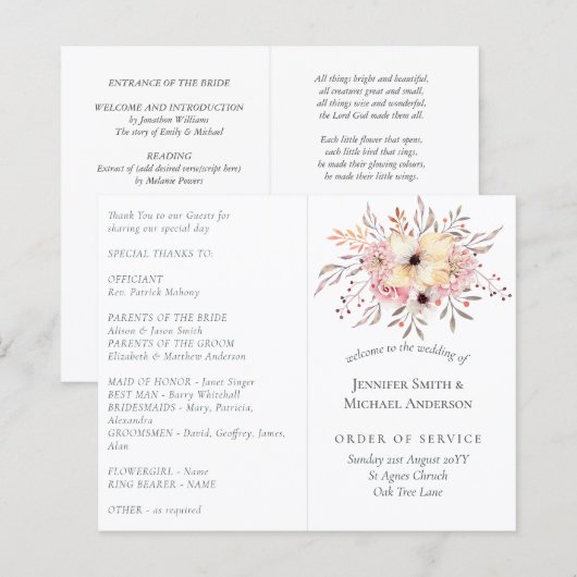 Rustic Blush Pink Floral Sage Wedding (Front/Back)