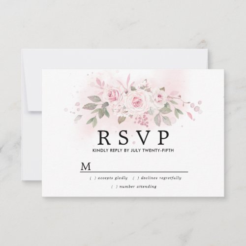 Rustic Blush Pink Floral Wedding RSVP