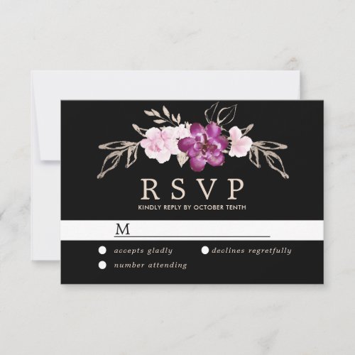 Rustic Blush Pink Floral Wedding RSVP