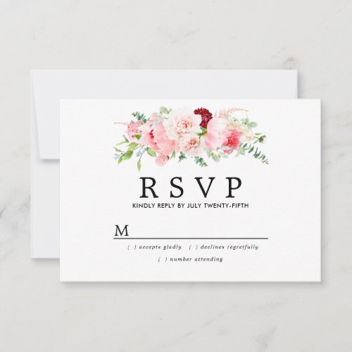 Rustic Blush Pink Floral Wedding RSVP