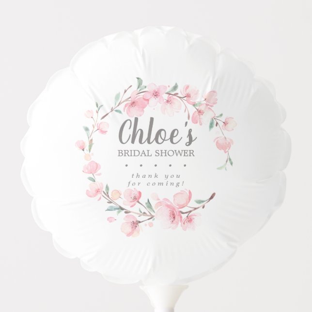 Rustic Blush Pink Floral Wreath Balloon (Front)