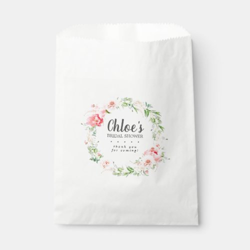 Rustic Blush Pink Peonies Floral Bridal Shower Favor Bag