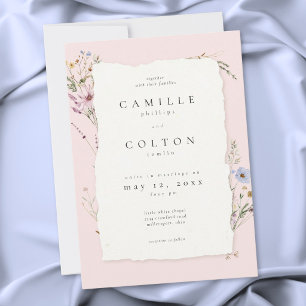 Rustic Blush Pink Romantic Wildflower Wedding Invitation