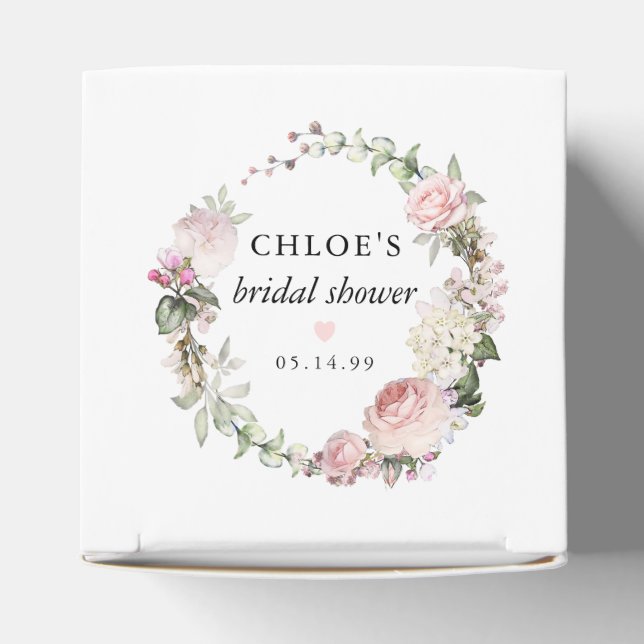 Rustic Blush Pink Rose Floral Bridal Shower Favor Boxes (Top)
