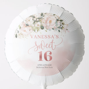 Rustic blush pink roses eucalyptus 16th birthday balloon