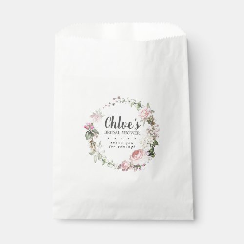 Rustic Blush Pink Roses Floral Bridal Shower Favor Bag