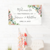 Rustic Blush Pink Watercolor Floral Wedding Party Banner (Insitu)