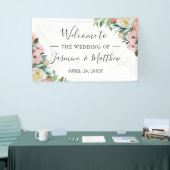 Rustic Blush Pink Watercolor Floral Wedding Party Banner (Tradeshow)