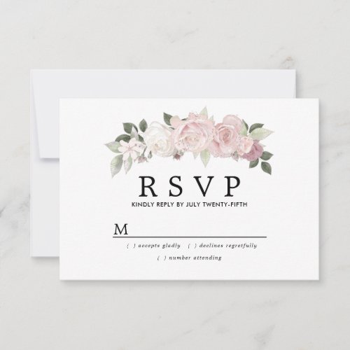 Rustic Blush Pink White Floral Wedding RSVP