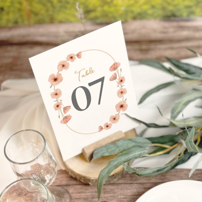 Rustic Blush Pink Wildflower Wedding Table Numbers (Creator Uploaded)
