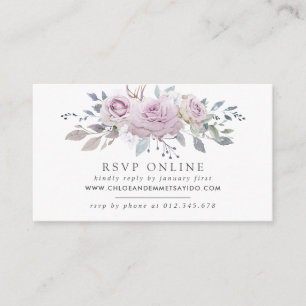Rustic Blush Purple Floral Wedding Website RSVP Enclosure Card