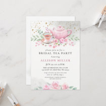 Rustic Blush Rose Gold Tea Party Baby Shower  Invitation