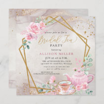 Rustic Blush Rose Gold Tea Party Bridal Shower  Invitation