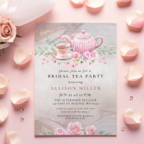 Rustic Blush Rose Gold Tea Party Bridal Shower  Invitation