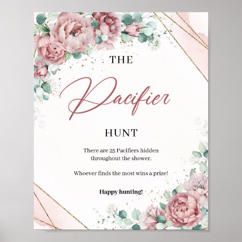 Rustic blush roses peonies gold The Pacifier Hunt Poster