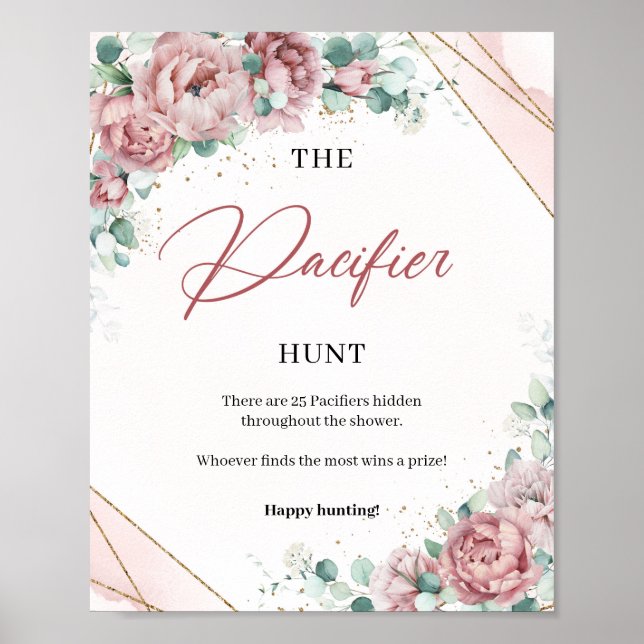 Rustic blush roses peonies gold The Pacifier Hunt Poster (Front)