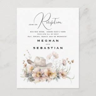 Rustic Blush Watercolor Cowboy Hat & Wildflowers Enclosure Card