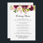 Rustic Blush Wedding Kissing Menu Game Card<br><div class="desc">This rustic blush wedding kissing menu game card is perfect for a simple wedding reception. The design features pink,  blush,  red,  burgundy and bordo watercolor flowers with green foliage.</div>