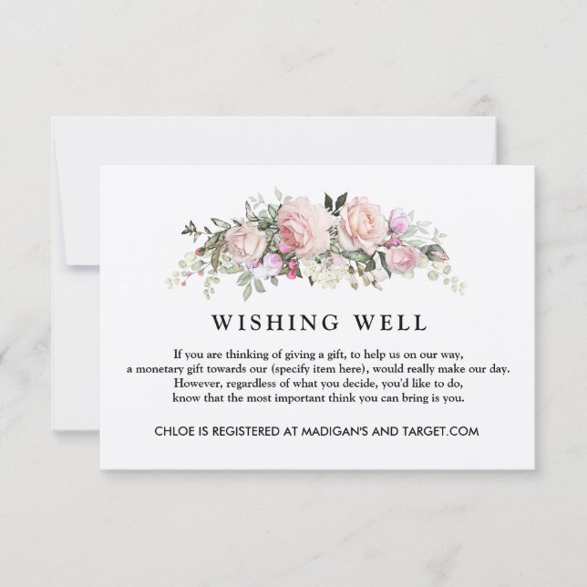 Rustic Blush Wedding Wishing Well Card (Front)