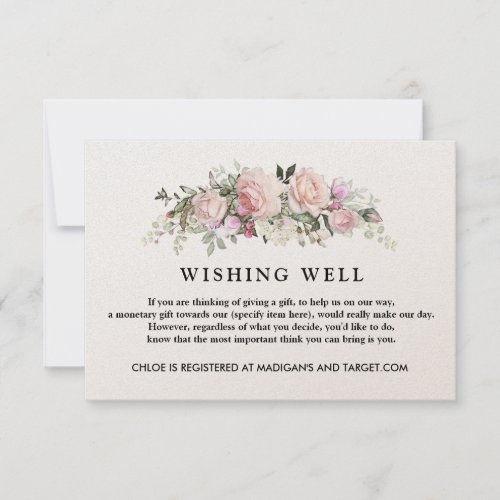 Rustic Blush Wedding Wishing Well Card