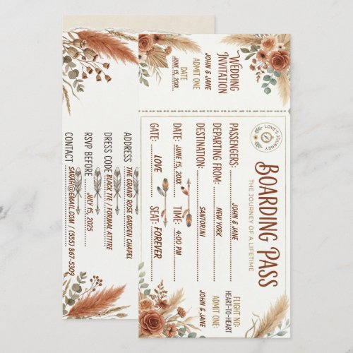 Rustic Boarding Pass Save the Date Wedding Card